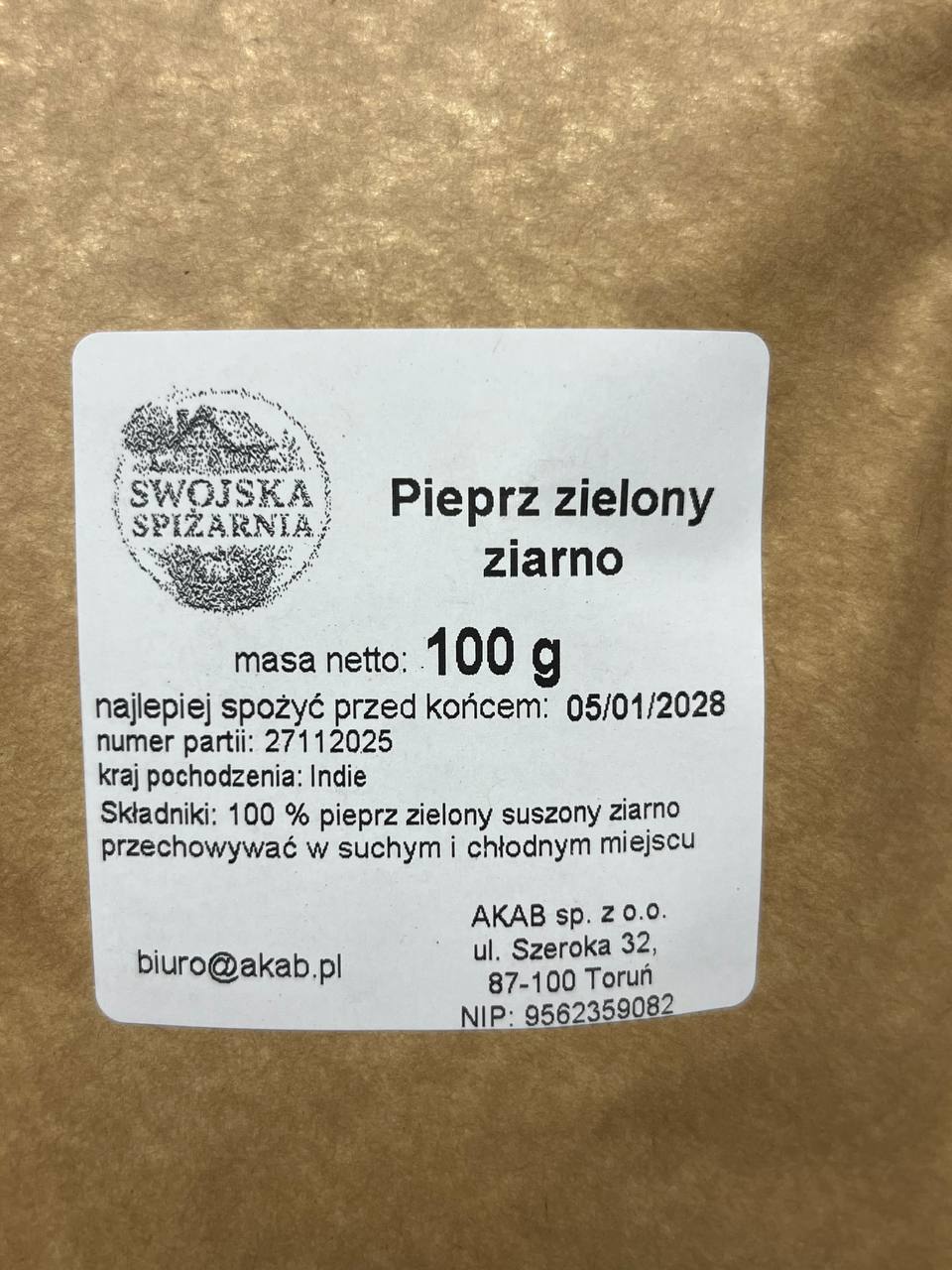 Pieprz Zielony Ziarno