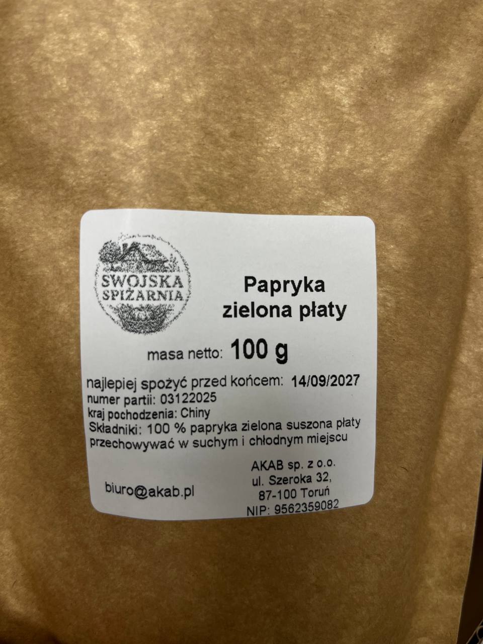 Papryka Zielona Płaty